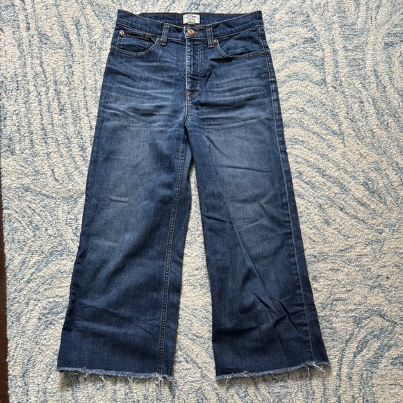 J CREW Womens Size 27 RAYNER Wide Leg High Rise Cropped Medium Wash Denim Jeans - Picture 2 of 6